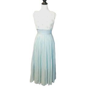 Vintage 1950s Miss Elliette Powder Blue Formal Gown, Romantic Chiffon Evening Dr
